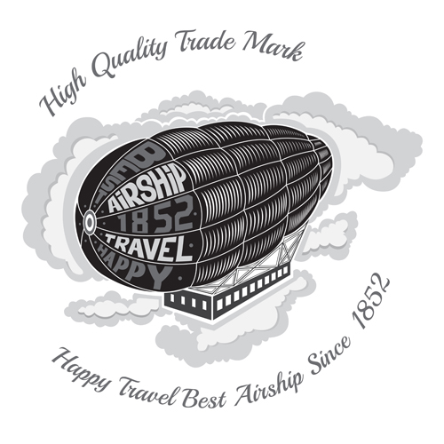 airship with travel background vector  