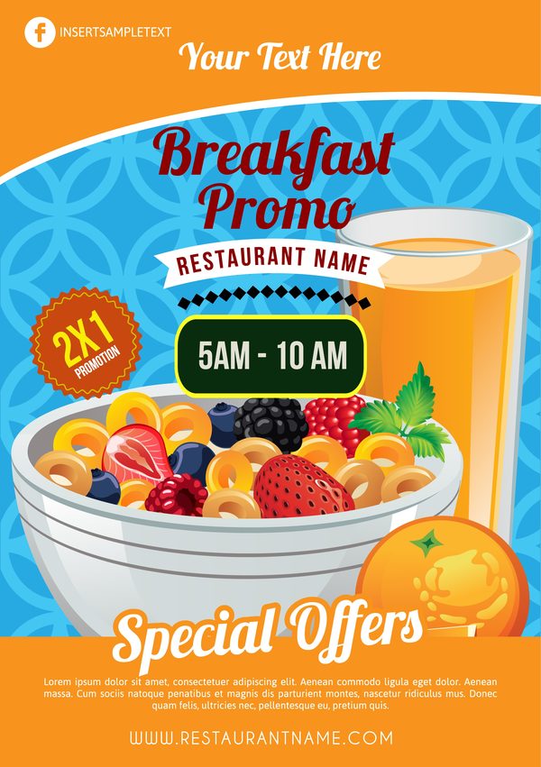 breakfast poster template with muesli vector  