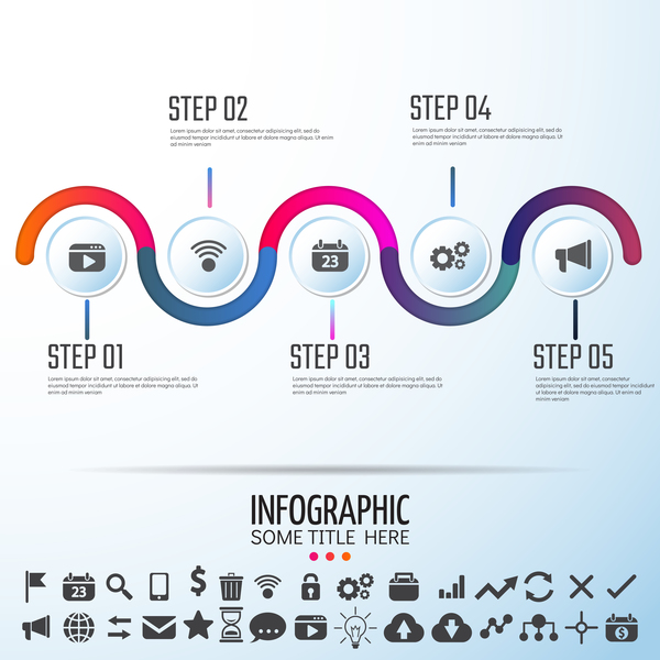 インフォグラフィックベクターテンプレート02のメディアシンボル  