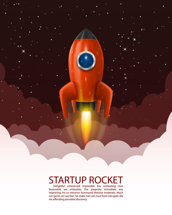startup rocket vector template  