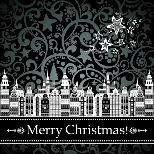 Black Style 2014 Christmas Backgrounds vector 08  