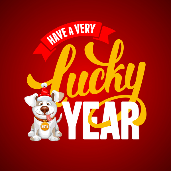 2018 happy year of dog vector material 07  