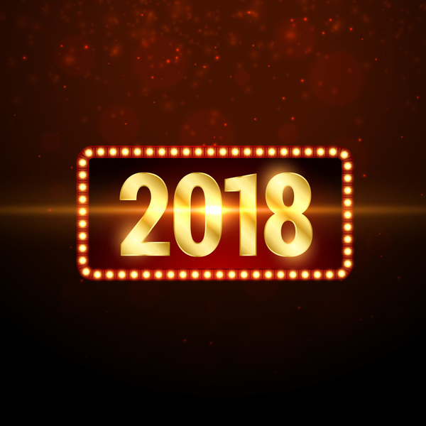 Neues Jahr 2018 mit Neonhintergrundvektor  