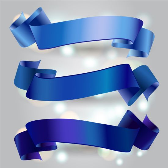 Abstract blue ribbons vectors  