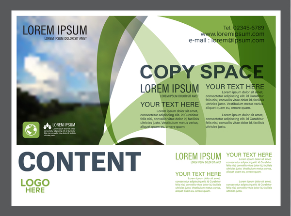 Dépliant abstrait de styles verts avec le vecteur de modèle de couverture de la brochure 02  