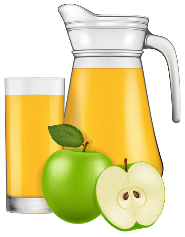 Apple juice with glass cup vectors 03  