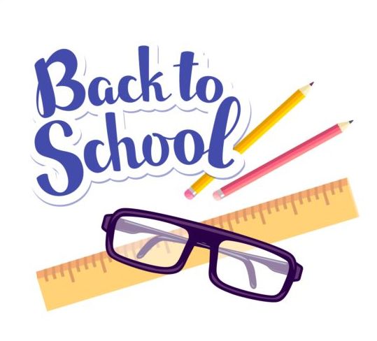 Back to school sticker with stationery vector 02  