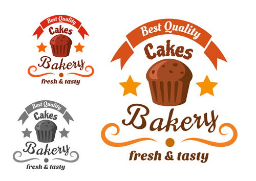 Bakery and pastry shop labels vector 04  