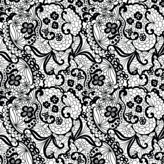 Beautiful lace black pattern vector 09  