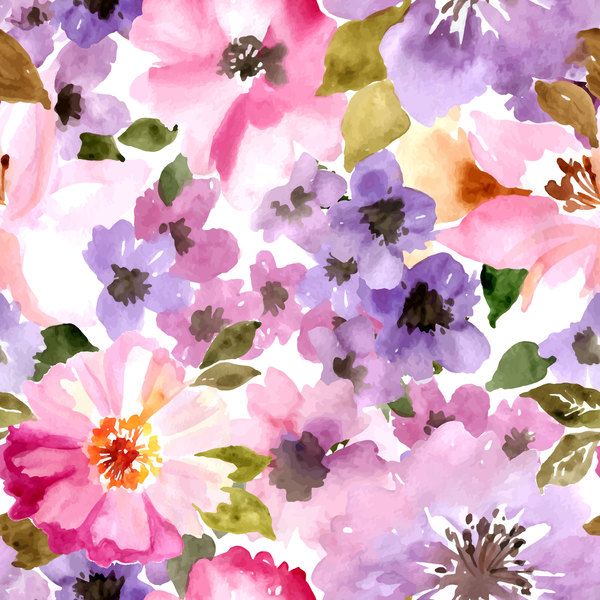 Nahtloser Vektor 02 des schönen watecolor Blumenmusters  