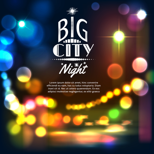 Big city night landscape vector material 01  