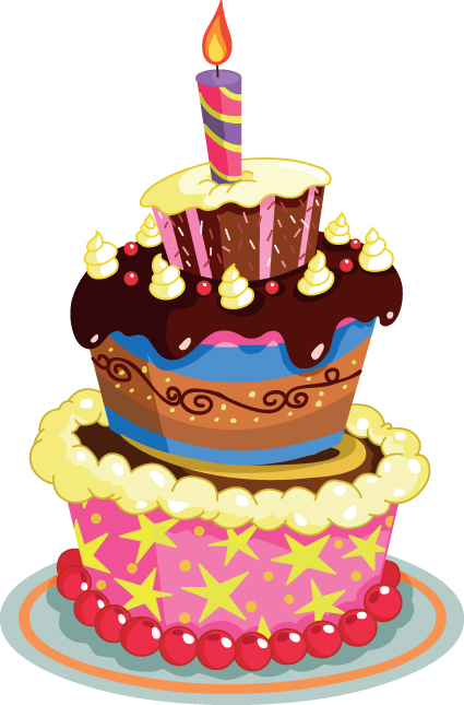 Set of Birthday cake vector material 02  