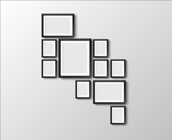 Black photo frame on wall vector graphic 05  