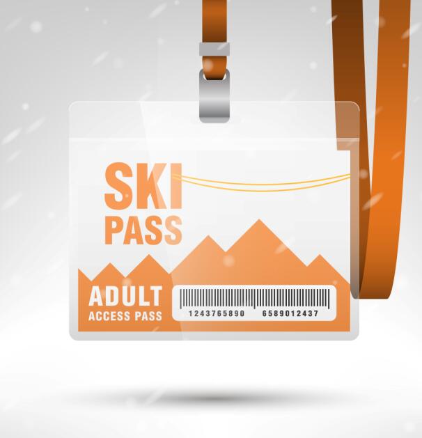 Blank SKI access pass template vector 06  