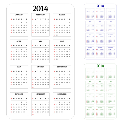 Calendar 2014 modern design vector 02  