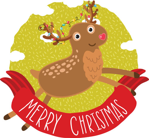 Christmas cute deer vector material 06  