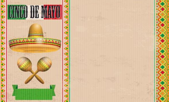 Cinco De Mayo Vintage Header Sombrero Maracas Vektor  