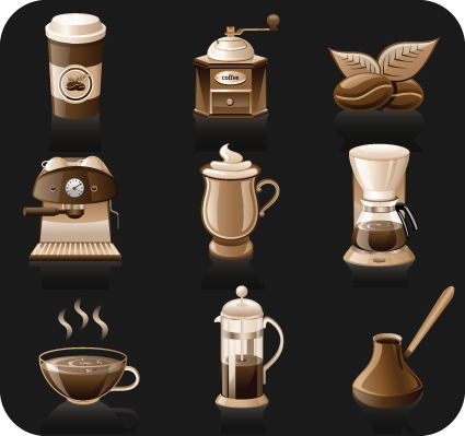 Coffee Elements vector icons  