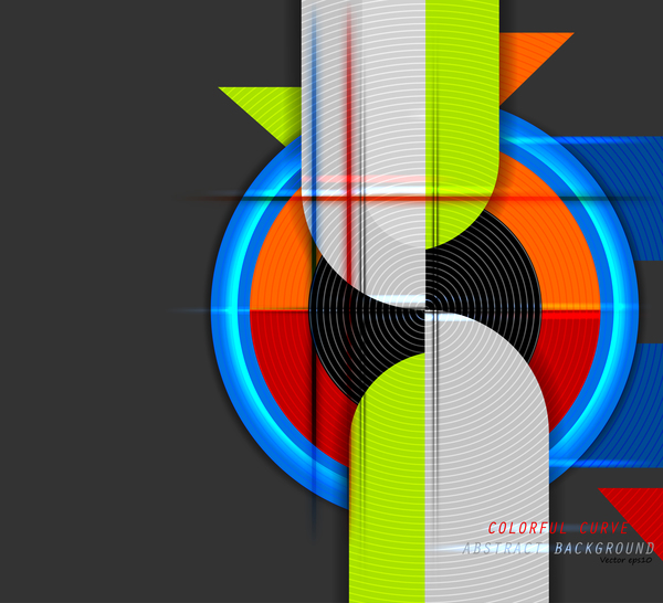 色の曲線の抽象的なベクトルの背景 05  