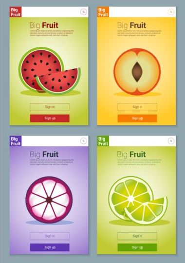 Bunte Frucht-App-Interface-Design-Vektor 3  