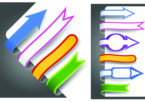 Colour bookmarks with arrow vector graphics 01  