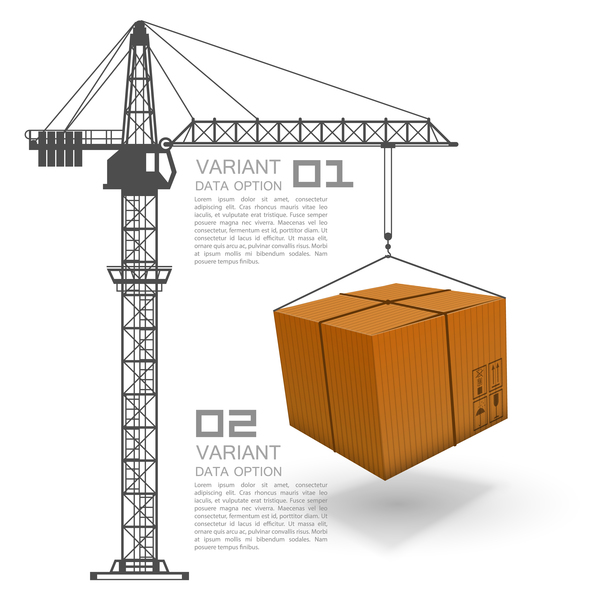Crane lifts with container vector  