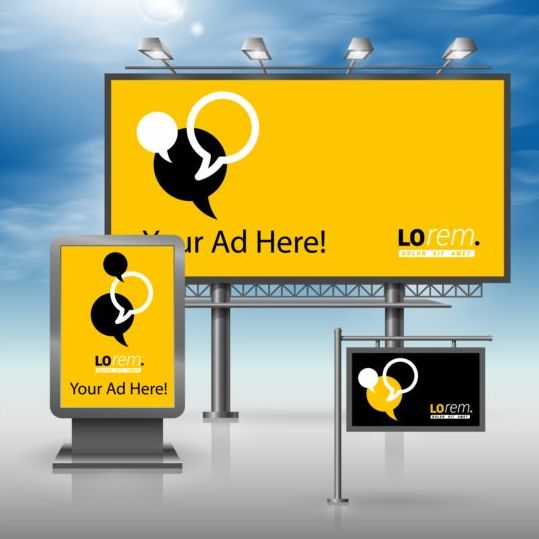 Creative billboard sign and light box design vector 01  