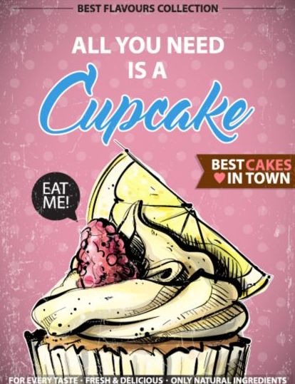 Cupcake vintage poster design vettoriali 14  