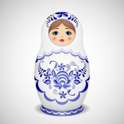 Cute russian doll design vectors 03  