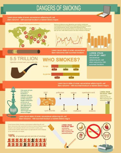 Gefahren des Rauchens von infographic Vektor 03  