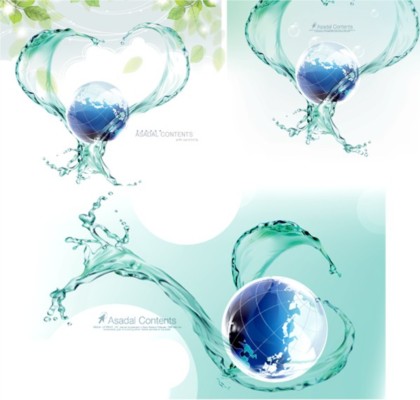 Dynamic water and blue earth background vector  