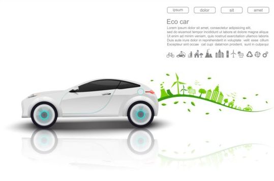 Eco med bil bakgrund vektor 03  