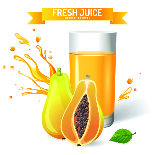 Fresh Juice with ribbon design graphic vector 05  