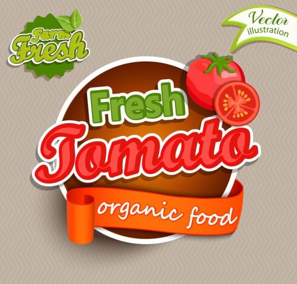 フレッシュ トマト自然製品ラベル ベクトル  