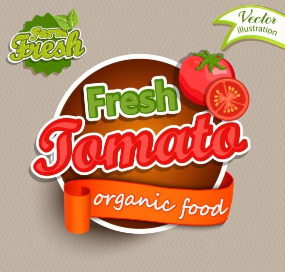 Fresh tomato nature product labels vector  