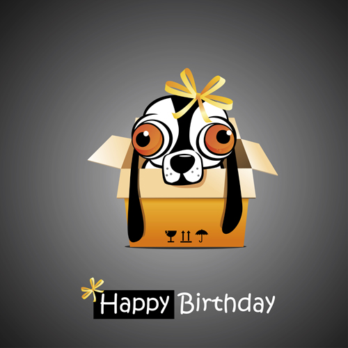Funny cartoon character with birthday cards set vector 23  