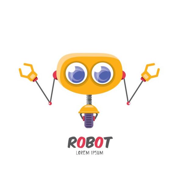Funny robot cartoon vectors set 07  