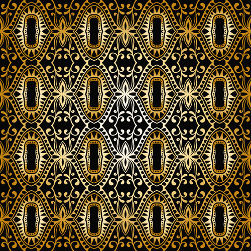 Gold ornaments pattern vector seamless 11  