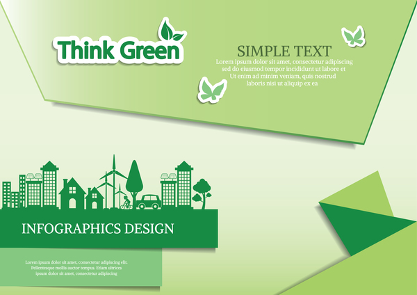 緑色のエコロジー フレンドリーなインフォ グラフィック デザイン ベクター 11  