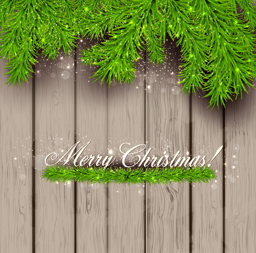Aiguilles de pin vert avec le vecteur de fond de Noël  