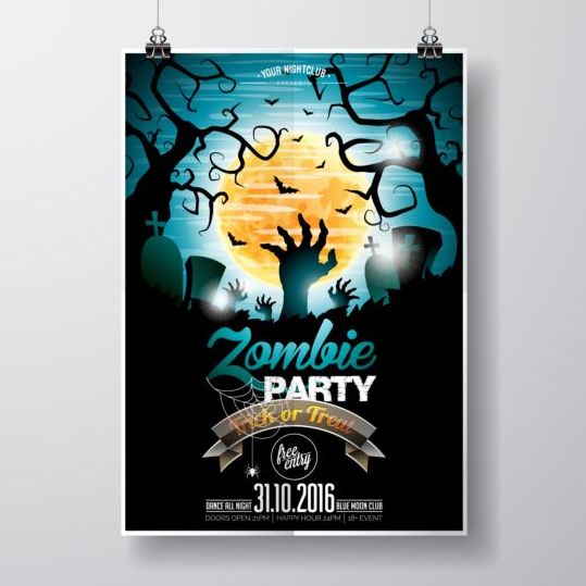 Halloween muziek Party Flyer Design vectoren 08  