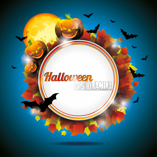 Halloween party background with pumpkin vector 03  