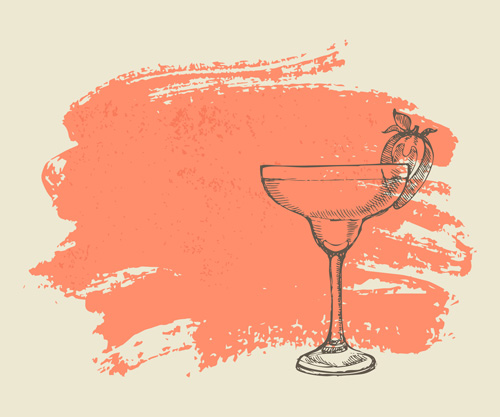 Hand drawn cocktail with grunge background 03  