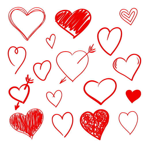 Hand drawn red heart 01 vector graphics  