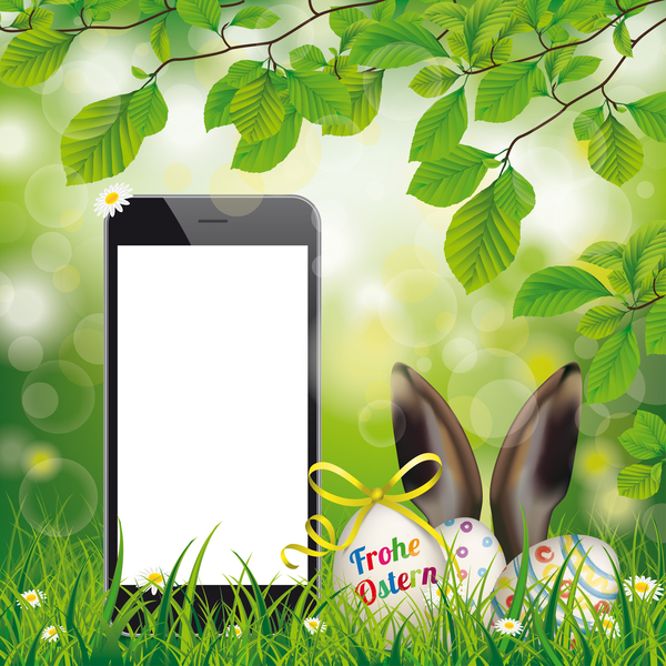 Glücklicher Osterei-Smartphone Hare Ears-Vektor  