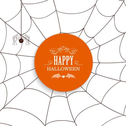 Happy Halloween kaart met Spider webs vector 05  