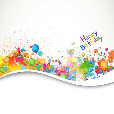 Happy birthday balloon grunge background vector graphics 02  