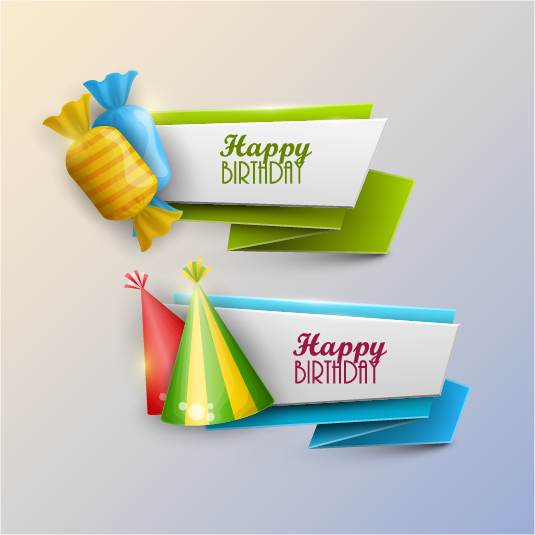 Happy birthday banner with candy vector  