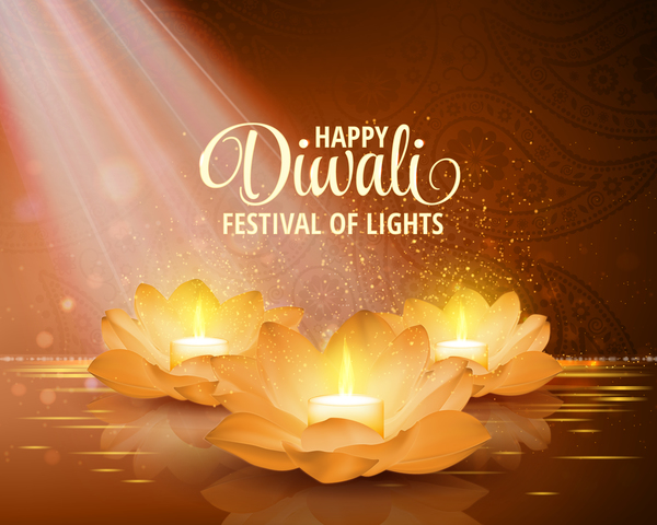 Glückliches diwali mit Festival des hellen Hintergrundvektors 10  