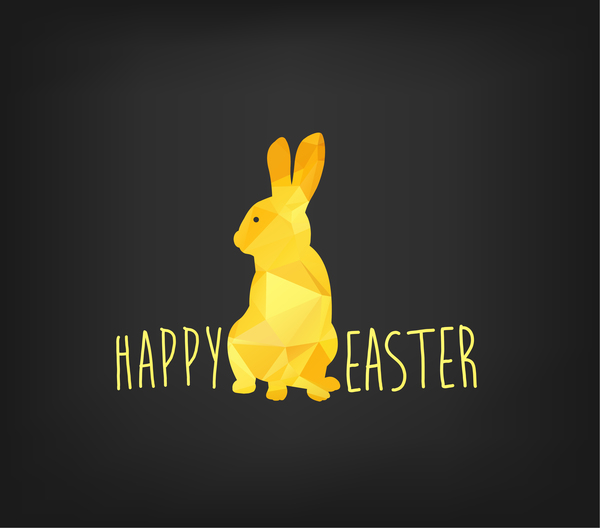 Happy Easter wenskaart met veelhoek Golden Bunny vector  